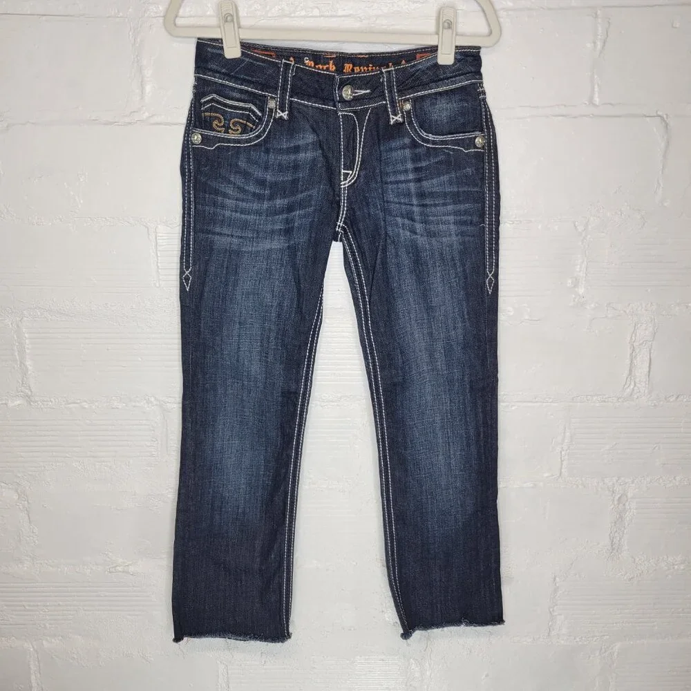 Rock Revival Women's Size 29 Jeans Debbie Straight Raw Hem Crop